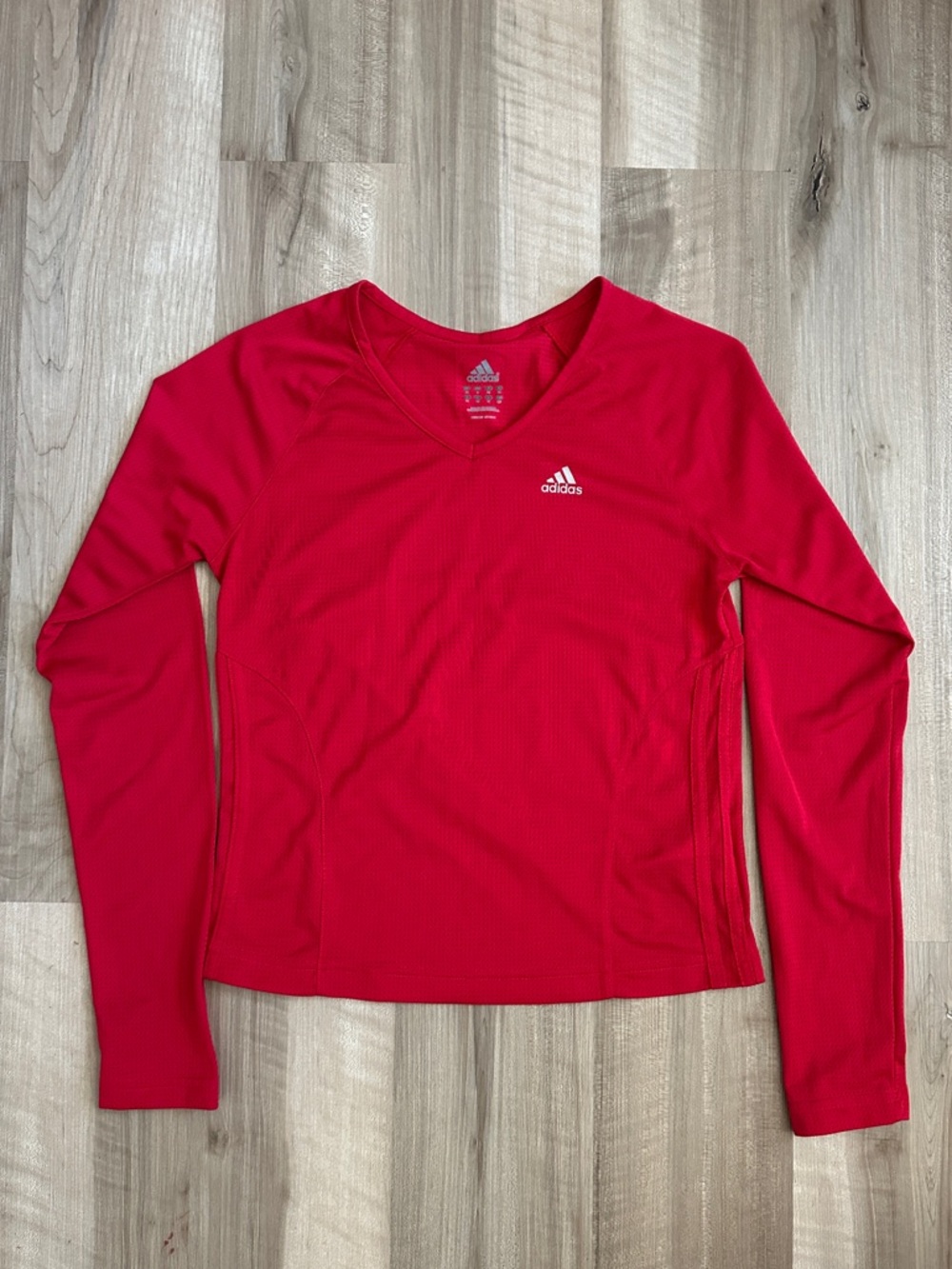 adidas Women's Long-Sleeve V-Neck Active Top in Bright Red